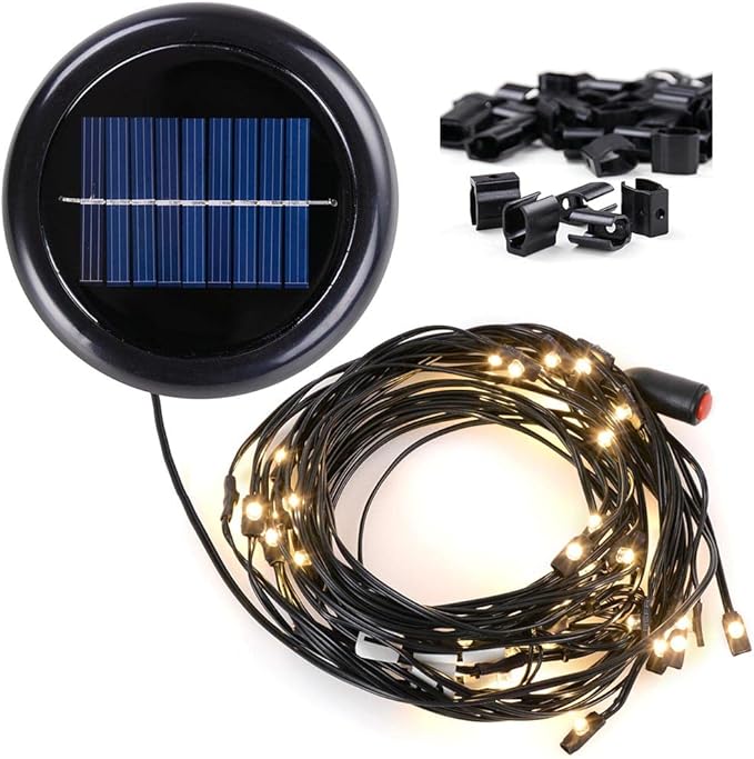 Yescom Solar String Light 40 LED Fit for 9 ft 8 Ribs Patio Offset Umbrella Outdoor Yard Party Wedding with Clips Warm White