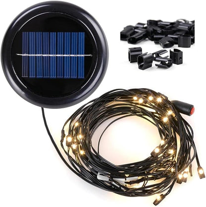Yescom Solar String Light 40 LED Fit for 9 ft 8 Ribs Patio Offset Umbrella Outdoor Yard Party Wedding with Clips Warm White