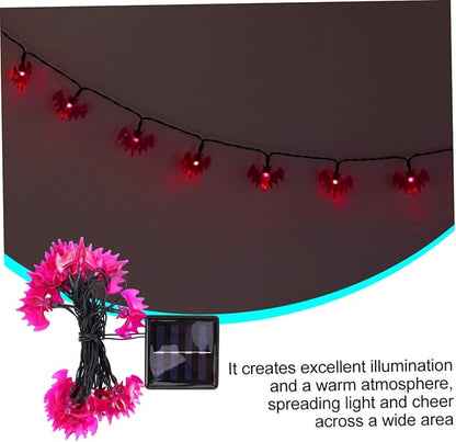 Uonlytech 2pcs Bat-Shaped Decorative String Lights Solar Powered Warm Light for Halloween Unique Outdoor Ornament for Parties and Festivals
