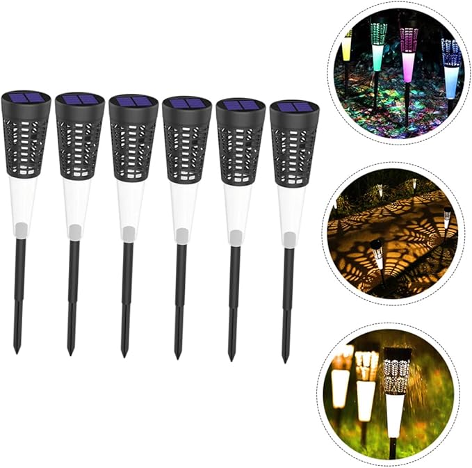 6pcs Solar Garden Stake Lights Decorative Outdoor Lawn Lights for Pathway and Patio Warm and Projecting Patterns Easy to Install Weather Resistant