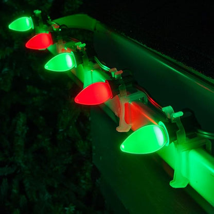 Wintergreen Lighting Opticore LED Smooth/Opaque Commercial C7 Red & Green Christmas Lights Vintage Style, Durable Outdoor Christmas Lights, Green Wire (50 Lights, 50 ft)