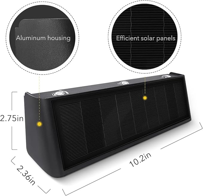 Solar Sconce Lights Outdoor Up and Down Waterproof Aluminum Solar Wall Lights Dusk to Dawn 3000K Warm White for | Lumora