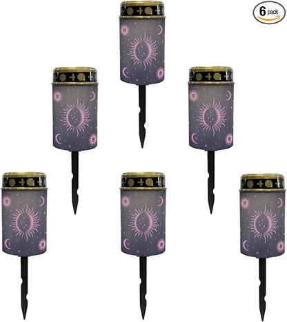 Outdoor Solar Lights for Homs,Moon Star and Sun Landscape Lighting & Accessories Black Solar Lantern,Solar Powered Fairy Lights for Outside Flame Warm White Lights Stoplight