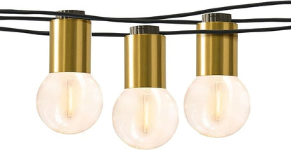 Brightech Glow LED String Lights - 26 Ft Commercial Grade Patio Lights with Brass Accents - Outdoor Waterproof Globe String Light for Backyard, Garden