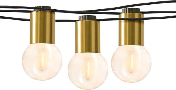 Brightech Glow LED String Lights - 26 Ft Commercial Grade Patio Lights with Brass Accents - Outdoor Waterproof | Lumora