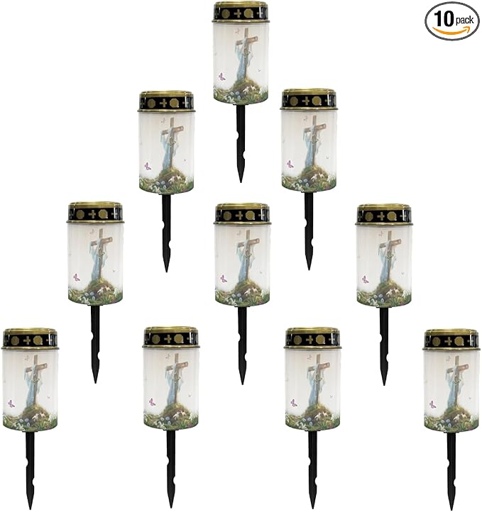 Cross and Butterfly Cemetery Lights for Grave,Solar Outdoor Lights Garden Lights Solar Stake Lights Waterproof Pathway Light Lantern Solar Walkway Lights Outdoor Landscape Lighting Spotlight