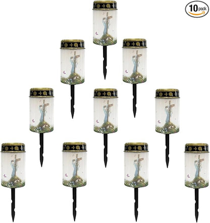 Cross and Butterfly Cemetery Lights for Grave,Solar Outdoor Lights Garden Lights Solar Stake Lights Waterproof Pathway Light Lantern Solar Walkway Lights Outdoor Landscape Lighting Spotlight