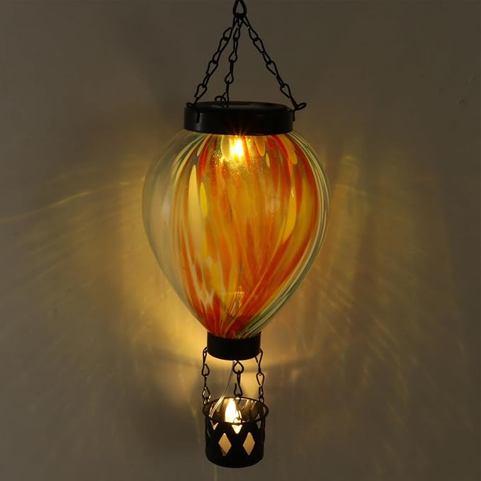Solar Hot Balloon - Outdoor Garden Pathway Light, Decorative Landscape Lamp with Auto Dusk Dawn Sensor, Waterproof Garden Stake Light with Warm Glow Design, Porch Decor for Backyard Fence