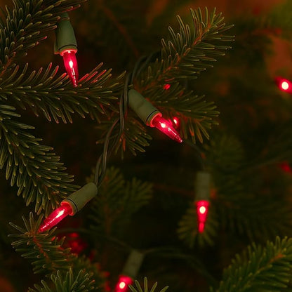 Novelty Lights 50 Feet 100 Bulbs Traditional Incandescent Mini Lights, Pink on Green Wire with 6" Spacing, Commercial Grade and UL Listed for Indoor/Outdoor Use, End-to-End Connectable