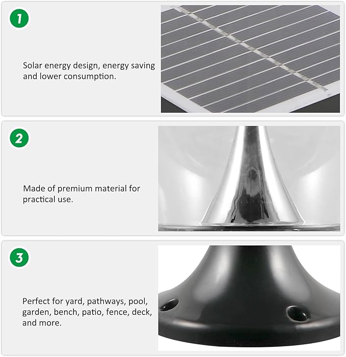 GALPADA Solar Energy Lawn Lamp LED Outdoor Waterproof Landscape Light Round Garden Path Lighting for Patio Yard