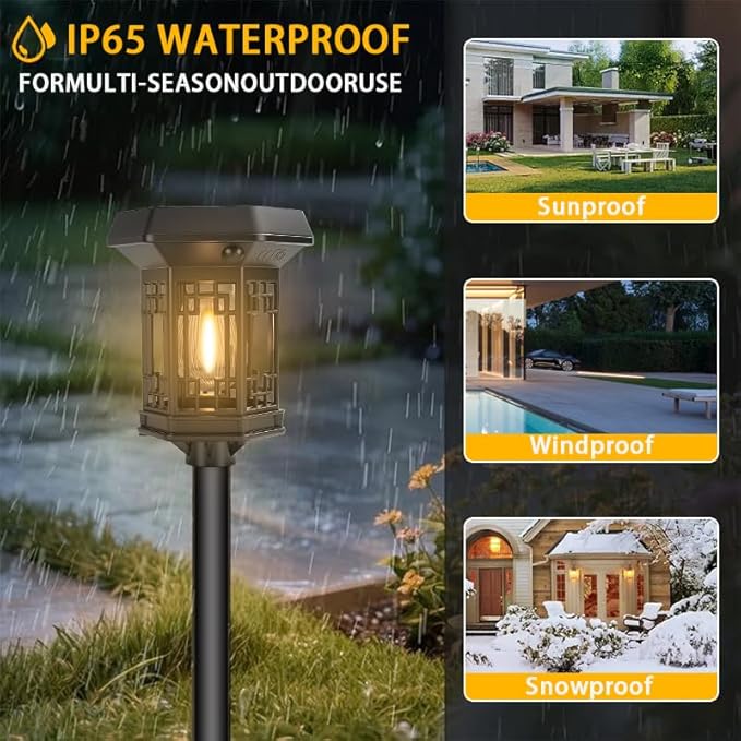 2Pack Solar Pathway Lights Outdoor，LED Solar Garden Lights Waterproof IP44 Outdoor Solar Lights for Yard Path Lawn Walkway Driveway Backyard