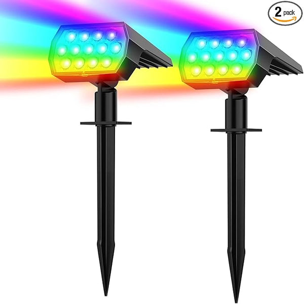 WELALO Solar Color Changing Spot Lights Outdoor, Waterproof Solar Halloween Lights, 7 Modes Multicolor RGB | Lumora