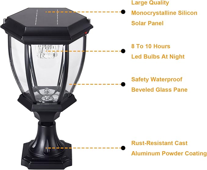Kendal Large Outdoor Solar Powered LED Light Lamp (Black*2)