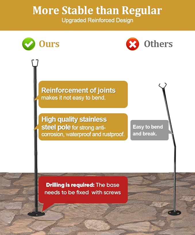 2 Pack 10FT String Light Poles for Outdoor Decor, Sturdy Light Pole with Hard Ground Base, Adjustable Metal Light | Lumora