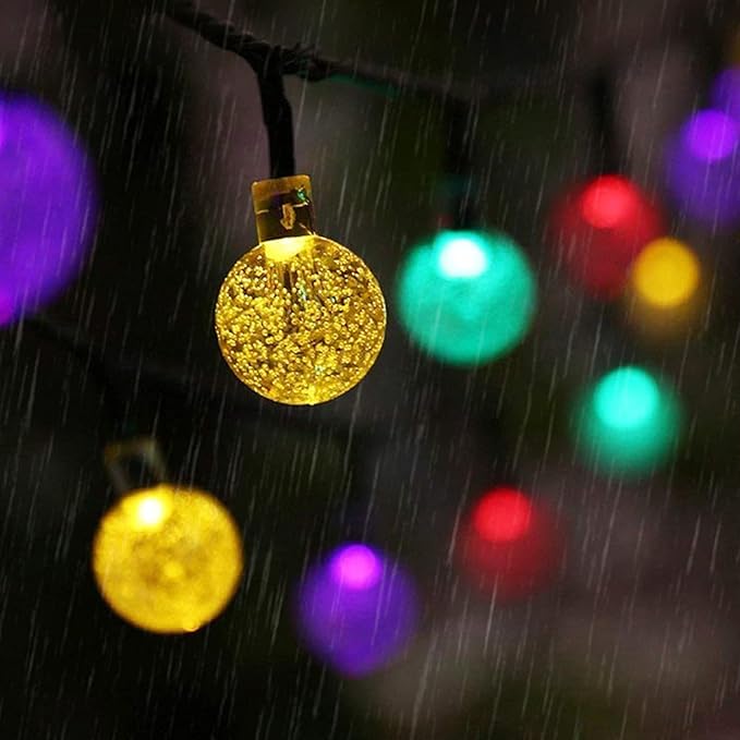Solar String Lights Outdoor Lights LED Waterproof Bubble Ball Color Light String 8 Functions Crystal Beads Christmas Lights Garden Courtyard Decorative String Lights