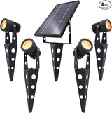 4-Spotlight Mini 50X Solar-Powered LED Spotlight (Warm White LED), Black Finish, Outdoor Garden Yard Landscape | Lumora