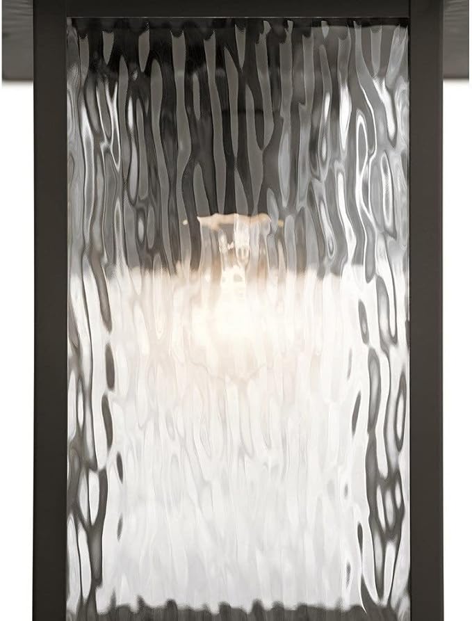 Kichler Capanna 10.25" Outdoor Wall Light in Black, 1-Light Exterior Wall Sconce Porch Light with Clear Water Glass, (10.25" H x 6.5" W), 49924BKT