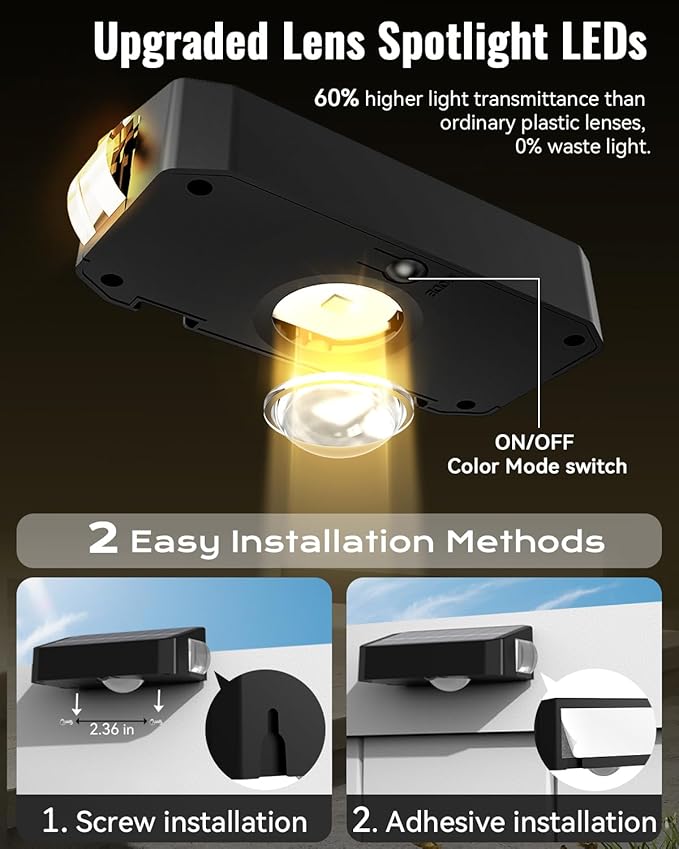 Solar Fence Lights Outdoor, 8 Pack 12 Mode RGB Color Changing & Warm/Cool White, Waterproof IP65 3-LED Dusk to Dawn | Lumora