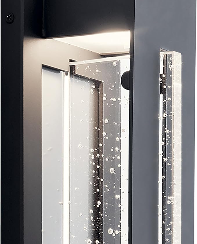 Kichler River Path Contemporary 1 Light LED Outdoor Wall Mount in Olde Bronze Finish with Clear Seeded Glass Panel | Lumora
