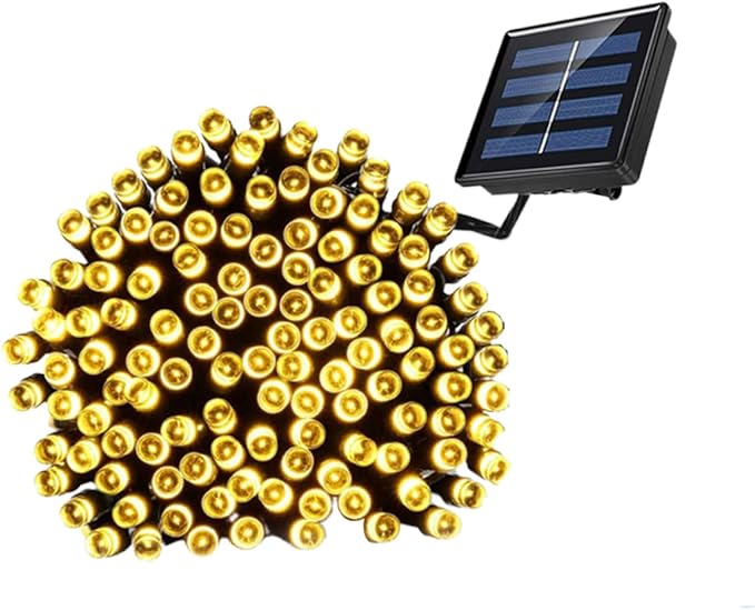 POPETPOP 100 LED Waterproof Solar String Lights 10M Outdoor Decorative Fairy Lights for Garden Trees Warm White Lighting for Lawn and Patio Energy-Saving Garden Decor
