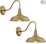 Brass Outdoor Gooseneck Light, 10'' Diameter Gooseneck Barn Wall Sconce for Porch, Exterior Waterproof Farmhouse | Lumora