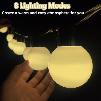 Fairy Lights Battery Operated 23.8Ft 20 LED Globe String Lights, Shatterproof G50 Edison Lights String with Remote Timer, Warm White Christmas Lights for Bedroom Camping Balcony Christmas Tree Decor