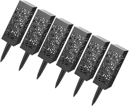 Zerodeko 6pcs Hollow Solar Garden Lights Waterproof Ground Plug Pathway Lamps Warm White Outdoor Landscape Lighting for Lawn and Patio