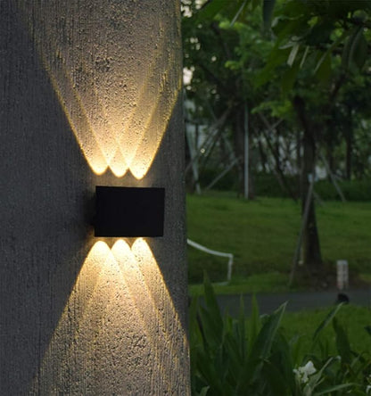 Yosoan Modern LED IP65 Waterproof Exterior Wall Lamp with Backing Plate, 8W 86V-265V Warm White 3000K Aluminum Indoor Outdoor Surface Mount Rainsafe Matte Black Up Down Porch Staircase Hallway Garage