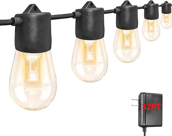 GANA 12V Low Voltage & Safe LED Outdoor String Lights,32FT 10 Shatterproof Bulbs, 2200K Warm White Pergola Lights | Lumora
