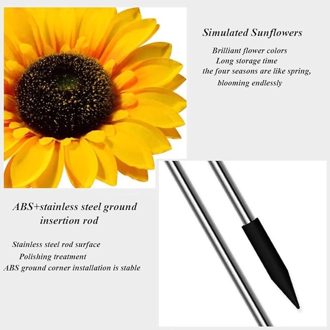 Sunflower Solar Garden Lights, Realistic LED Sunflower Lights Beautiful Solar Waterproof Landscape Decoration Lighting Flower Lights For Pathway Patio Yard Deck Walkway ( Color : Yellow , Size : 10PCS