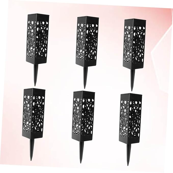Lurrose 8pcs Warm Light Solar Lawn Lights Outdoor Garden Pathway Ground Lamps Hollow Design Landscape Lighting for Yard Driveway