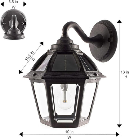 Gama Sonic Polaris Solar Wall Sconce Light, Outdoor Warm White LED Exterior Lamp, Black UV Protected Resin for Coastal Areas, for Walkways, Pathway, Columns, Sheds, Piers (177BP250010) 2 Pack