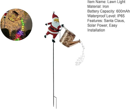 Christmas Solar Kettle Lights, Light Solar Santa Claus Watering Can LED Light, Waterproof Solar Powered Lawn Decorative Lights for Outdoor Christmas Pathway Decoration (Warm White A, Kettle Lights)