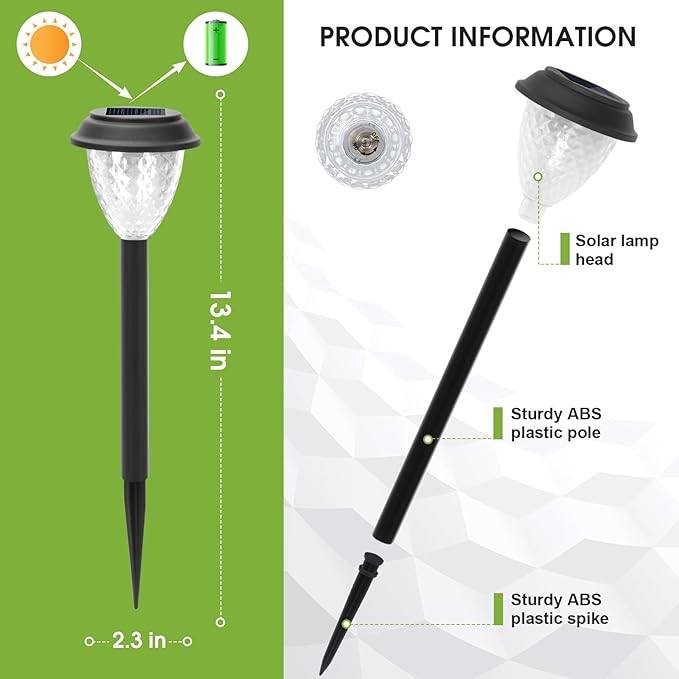 GOODFOEVER Solar Pathway Lights Outdoor, 16 Pack Solar Lights Outdoor Waterproof for Outside, Garden Decor for Yard, Patio, Landscape, Planter, Walkway, Driveway