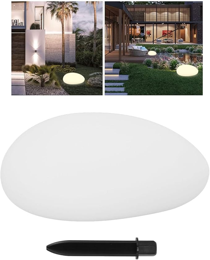 Solar Garden Light, Solar Pathway Lights Color Changing Outdoor Waterproof PE 1500mAh Colorful Light Stone Landscape Lamp for Pathway Lawn