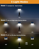 4 Pack Solar Motion Lights Outdoor, Waterproof Fence Lights Solar Powered with 3 Lighting Mode, Cold White LED Step | Lumora