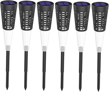Totority 6pcs Solar Garden Stake Light Solar Outdoor Decorative Lights Warm Glow for Pathway Lawn and Courtyard Easy Installation Unique Hollow Design for Beautiful Ground Patterns