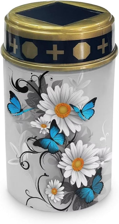 Butterfly Cemetery Solar Lights Daisy Solar Lights Grave Decorations for Cemetery Mom Solar Outdoor Lights Waterproof Decorative Solar Garden Stake Lights