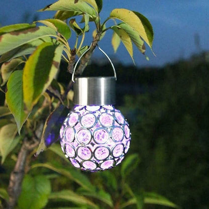 ansu Solar Light LED Lantern Outdoor Waterproof Hollow Small Light Chandelier Path Light (Multi-Color)
