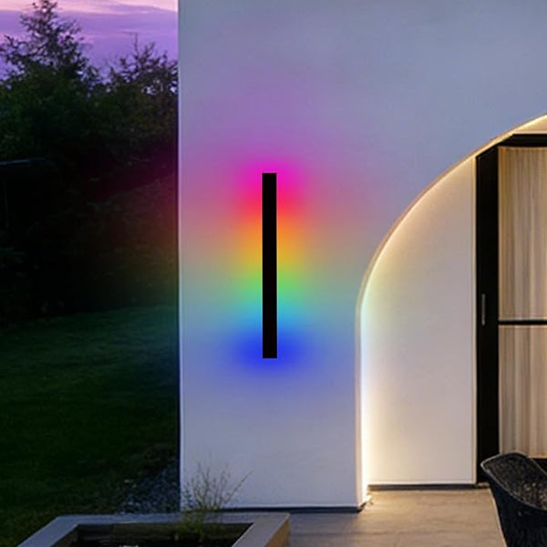 RGB Outdoor Wall Lights, Ip65 Waterproof Linear Led Modern Wall Sconce, 7 Colors and 358 Light Effects, Dimmable | Lumora