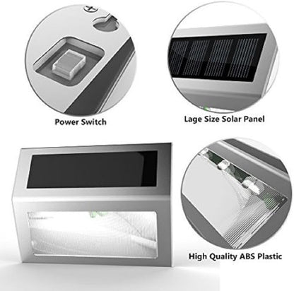 Solar Stair Lights, EpicGadget Waterproof Outdoor LED Step Lighting 3 LED Solar Powered Step Lights Stainless Steel Outdoor Lighting for Steps Paths Patio Stairs (6 Pack)