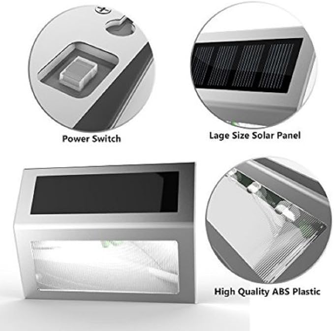 Solar Stair Lights, EpicGadget Waterproof Outdoor LED Step Lighting 3 LED Solar Powered Step Lights Stainless Steel | Lumora
