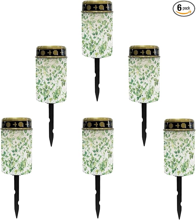 Leaves Green Solar Lights Outdoor Waterproof Pathway Lights Garden Decorative for Yard Patio Walkway Decoration for Grave Solar Lights Wall Light Auto On/Off