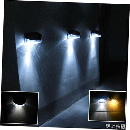 Cabilock 4pcs Solar Outdoor Garden Lights Led Fence Lamps White Light LEDs for Pathway Porch and Garden Wall Decor