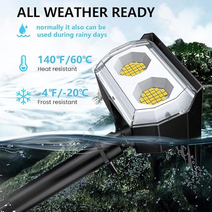 Solar Spot Lights Outdoor,IP65 Waterproof 48LED Path Lights with 3 Lighting Modes, Garden Yard Pathway Pool Wall Lights (Warm White, 6 Pack)