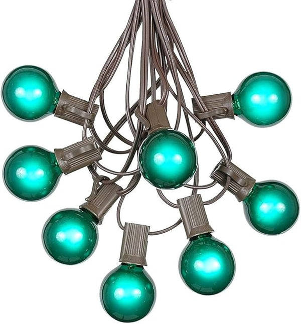 100 Foot G40 Outdoor Patio String Lights with 125 Green Globe Bulbs – Indoor Outdoor String Lights – Market Bistro | Lumora