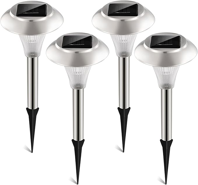 Solar Outdoor Lights, 4 Pack LED Garden Lights Outdoor Waterproof, Color Changing Solar Walkway Lights Maintain 10 Hours of Lighting for Your Garden, Landscape, Path, Yard, Patio, Driveway