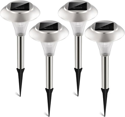 Solar Outdoor Lights, 4 Pack LED Garden Lights Outdoor Waterproof, Color Changing Solar Walkway Lights Maintain 10 Hours of Lighting for Your Garden, Landscape, Path, Yard, Patio, Driveway