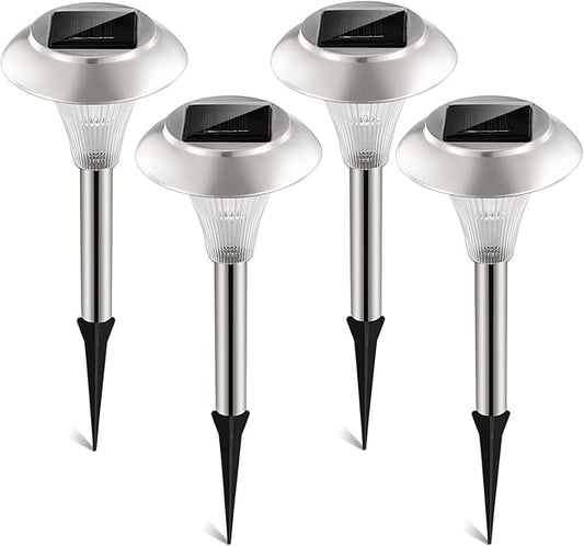 Solar Outdoor Lights, 4 Pack LED Garden Lights Outdoor Waterproof, Color Changing Solar Walkway Lights Maintain 10 Hours of Lighting for Your Garden, Landscape, Path, Yard, Patio, Driveway