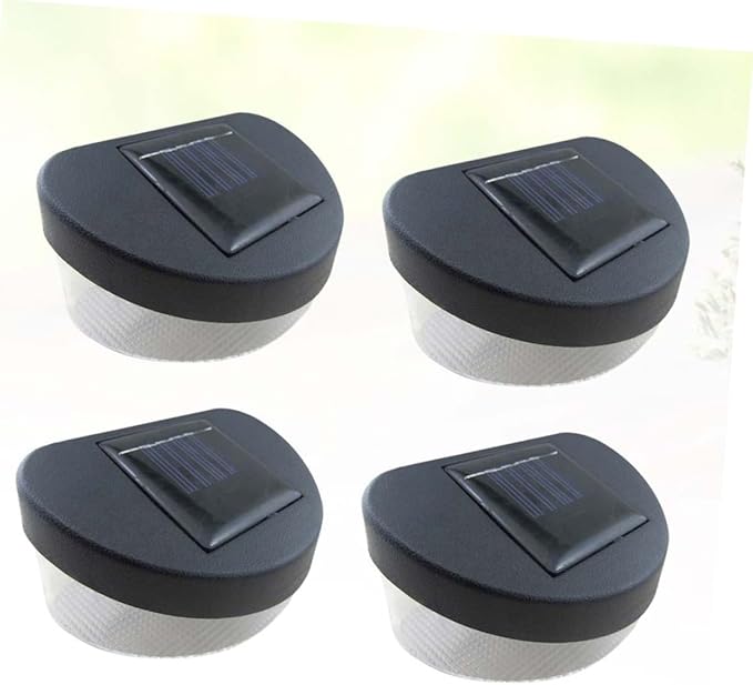 ABOOFAN 4pcs Solar Outdoor Garden Light LED Wall Lamps with Black Shell White Light for Garden Pathway Porch and Wall Decor